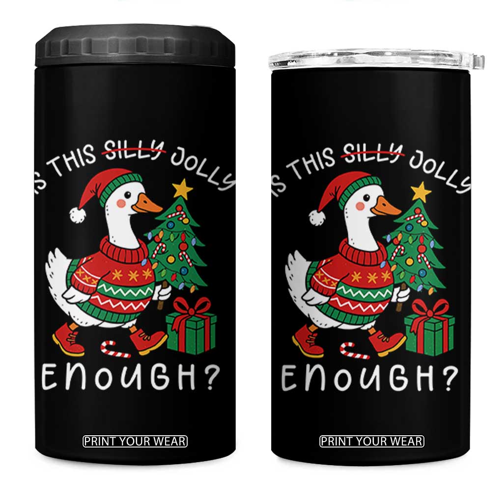 Funny Goose Christmas 4 in 1 Can Cooler Tumbler Is This Jolly Enough Cute Xmas Duck TS10 One Size: 16 oz Black Print Your Wear