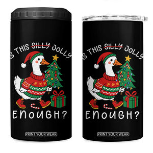 Funny Goose Christmas 4 in 1 Can Cooler Tumbler Is This Jolly Enough Cute Xmas Duck TS10 One Size: 16 oz Black Print Your Wear