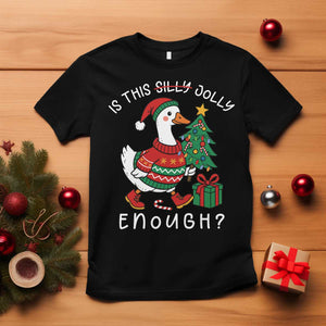 Funny Goose Christmas T Shirt Is This Jolly Enough Cute Xmas Duck TS10 Black Print Your Wear