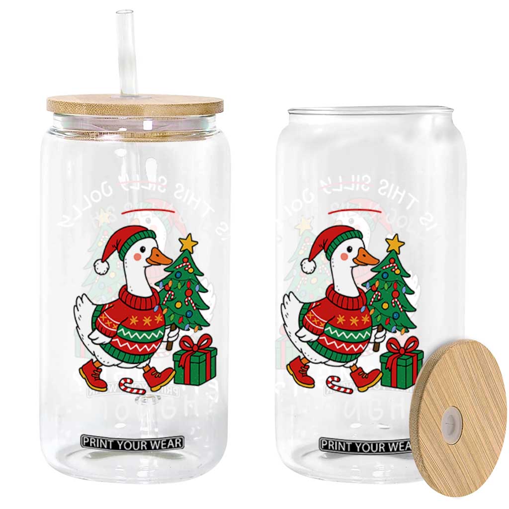 Funny Goose Christmas Glass Can Is This Jolly Enough Cute Xmas Duck TS10 Print Your Wear