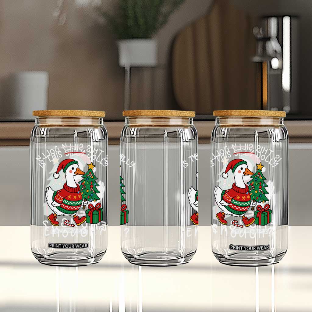 Funny Goose Christmas Glass Can Is This Jolly Enough Cute Xmas Duck TS10 Print Your Wear