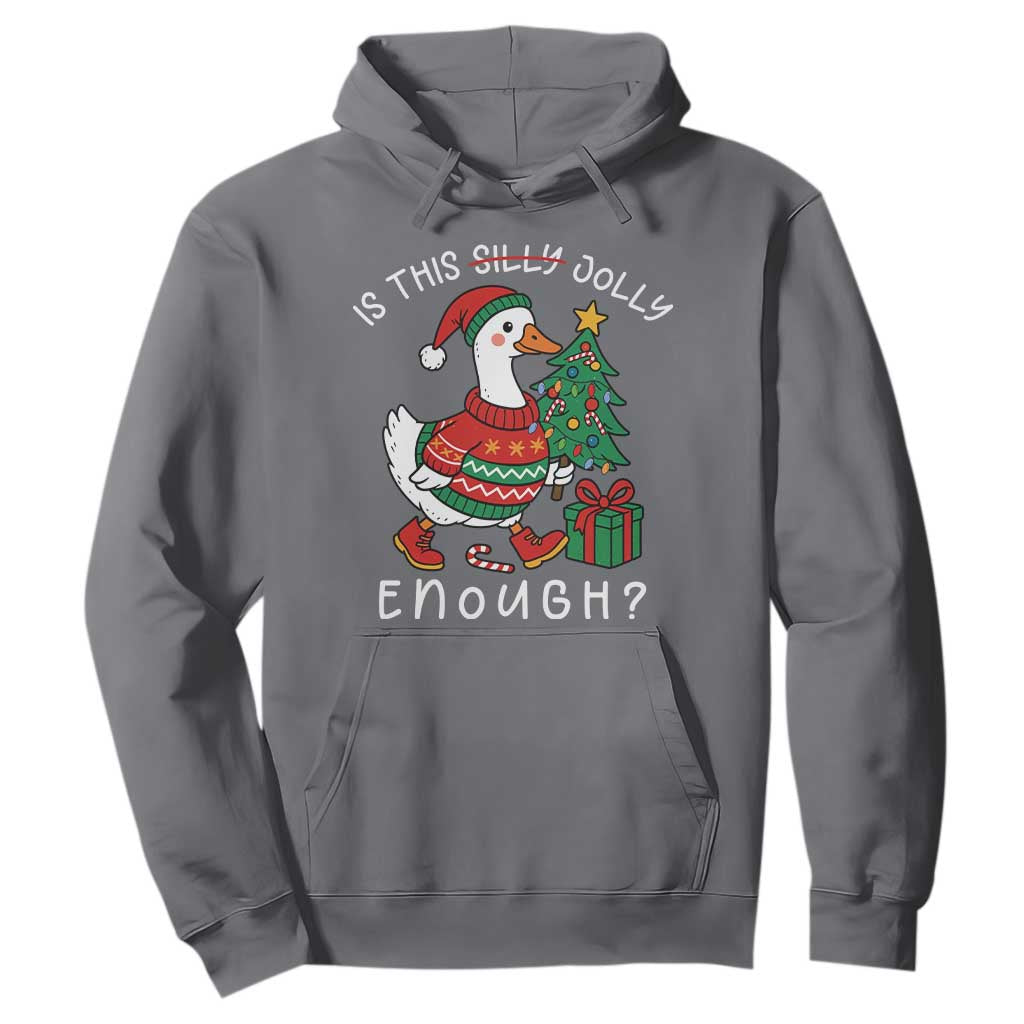 Funny Goose Christmas Hoodie Is This Jolly Enough Cute Xmas Duck TS10 Charcoal Print Your Wear