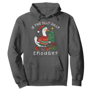 Funny Goose Christmas Hoodie Is This Jolly Enough Cute Xmas Duck TS10 Dark Heather Print Your Wear