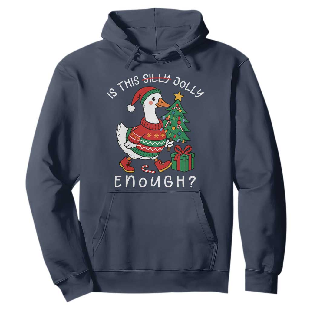 Funny Goose Christmas Hoodie Is This Jolly Enough Cute Xmas Duck TS10 Navy Print Your Wear