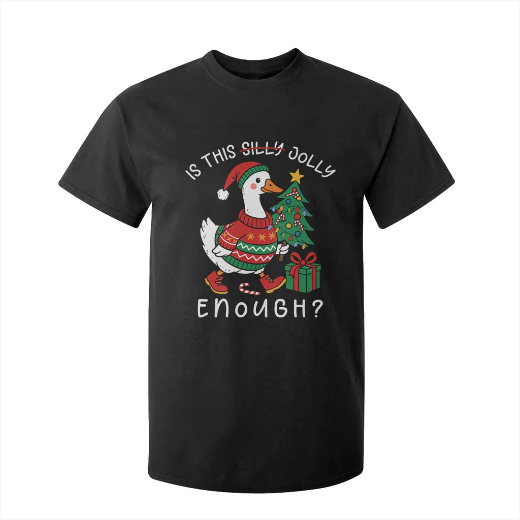 Funny Goose Christmas T Shirt For Kid Is This Jolly Enough Cute Xmas Duck TS10 Black Print Your Wear