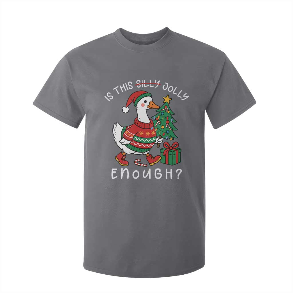 Funny Goose Christmas T Shirt For Kid Is This Jolly Enough Cute Xmas Duck TS10 Charcoal Print Your Wear