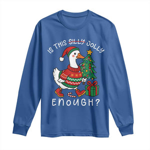 Funny Goose Christmas Long Sleeve Shirt Is This Jolly Enough Cute Xmas Duck TS10 Royal Blue Print Your Wear