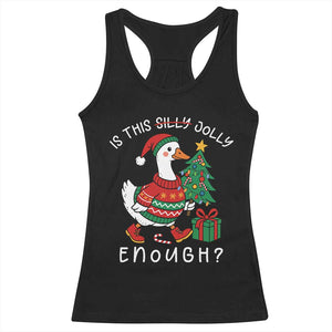 Funny Goose Christmas Racerback Tank Top Is This Jolly Enough Cute Xmas Duck TS10 Black Print Your Wear