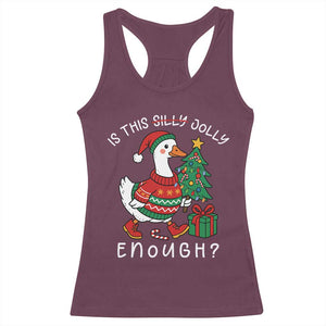 Funny Goose Christmas Racerback Tank Top Is This Jolly Enough Cute Xmas Duck TS10 Maroon Print Your Wear