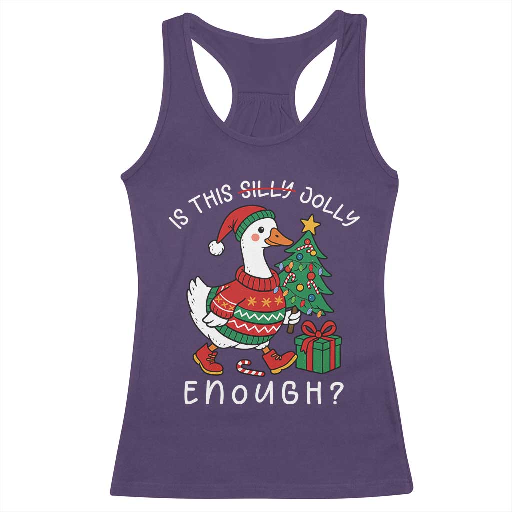 Funny Goose Christmas Racerback Tank Top Is This Jolly Enough Cute Xmas Duck TS10 Purple Print Your Wear