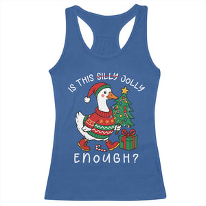 Funny Goose Christmas Racerback Tank Top Is This Jolly Enough Cute Xmas Duck TS10 Royal Blue Print Your Wear