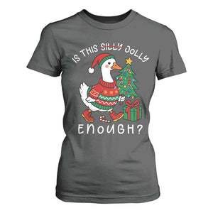 Funny Goose Christmas T Shirt For Women Is This Jolly Enough Cute Xmas Duck TS10 Dark Heather Print Your Wear