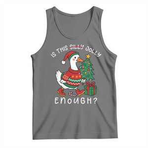 Funny Goose Christmas Tank Top Is This Jolly Enough Cute Xmas Duck TS10 Black Heather Print Your Wear