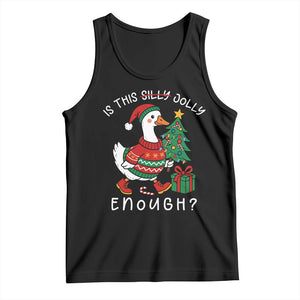 Funny Goose Christmas Tank Top Is This Jolly Enough Cute Xmas Duck TS10 Black Print Your Wear