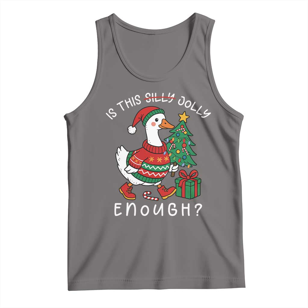 Funny Goose Christmas Tank Top Is This Jolly Enough Cute Xmas Duck TS10 Deep Heather Print Your Wear