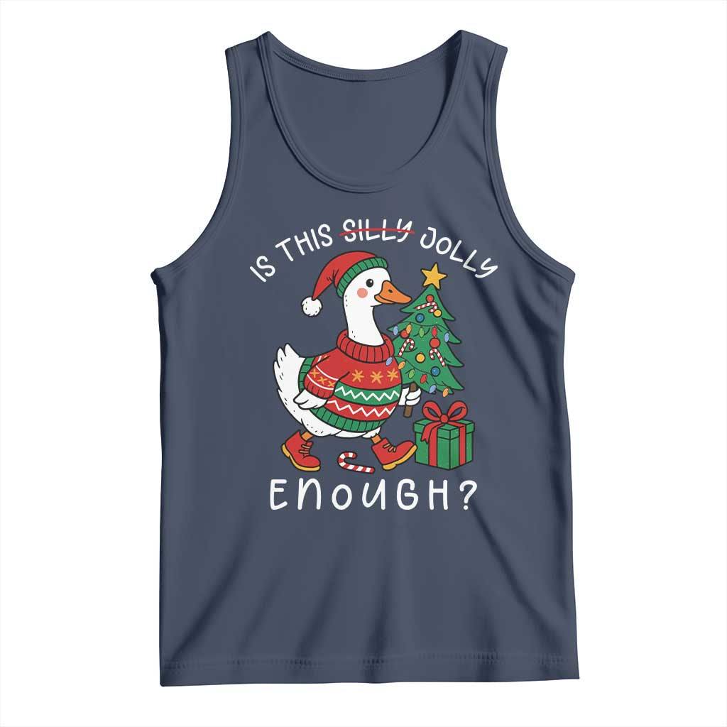 Funny Goose Christmas Tank Top Is This Jolly Enough Cute Xmas Duck TS10 Navy Print Your Wear