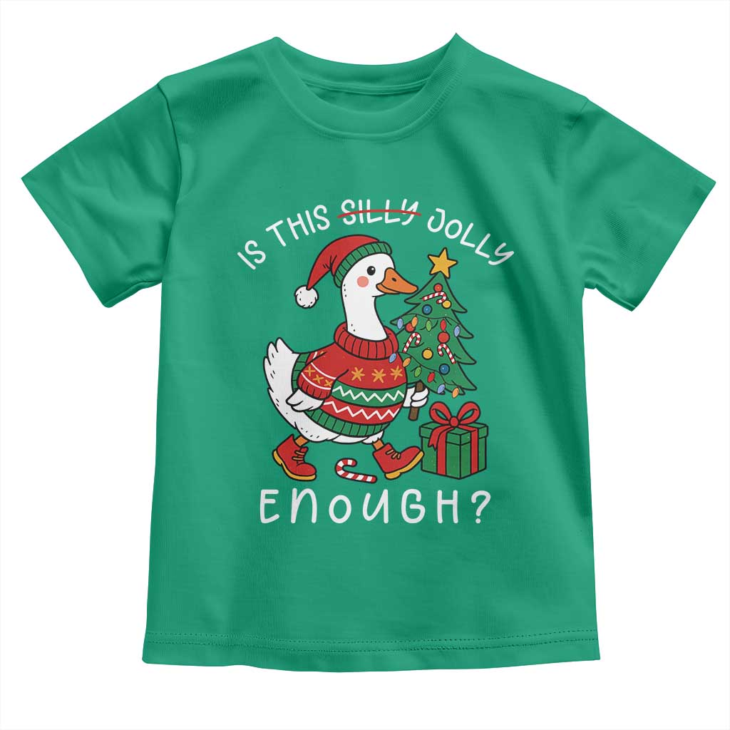 Funny Goose Christmas Toddler T Shirt Is This Jolly Enough Cute Xmas Duck TS10 Irish Green Print Your Wear