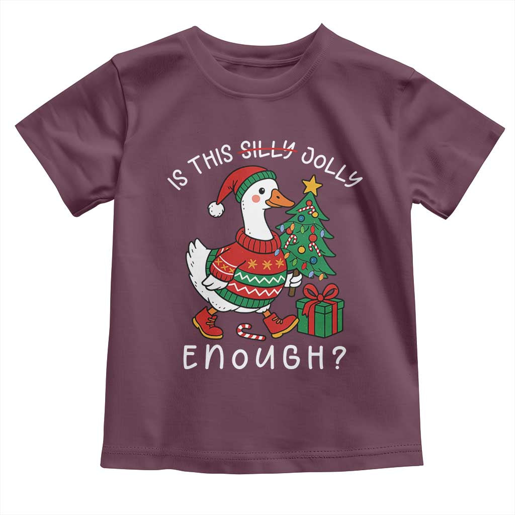 Funny Goose Christmas Toddler T Shirt Is This Jolly Enough Cute Xmas Duck TS10 Maroon Print Your Wear