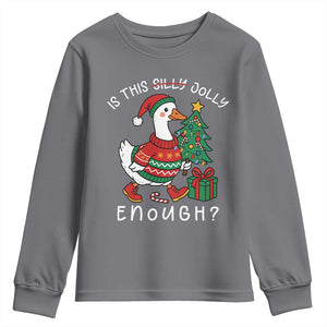 Funny Goose Christmas Youth Sweatshirt Is This Jolly Enough Cute Xmas Duck TS10 Charcoal Print Your Wear