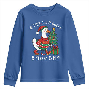 Funny Goose Christmas Youth Sweatshirt Is This Jolly Enough Cute Xmas Duck TS10 Royal Blue Print Your Wear