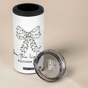 Be The Light Christmas Coquette Bow 4 in 1 Can Cooler Tumbler Christian Religious Bible Verse TS10 Print Your Wear