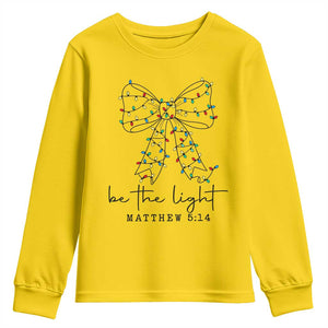 Be The Light Christmas Coquette Bow Youth Sweatshirt Christian Religious Bible Verse TS10 Daisy Print Your Wear