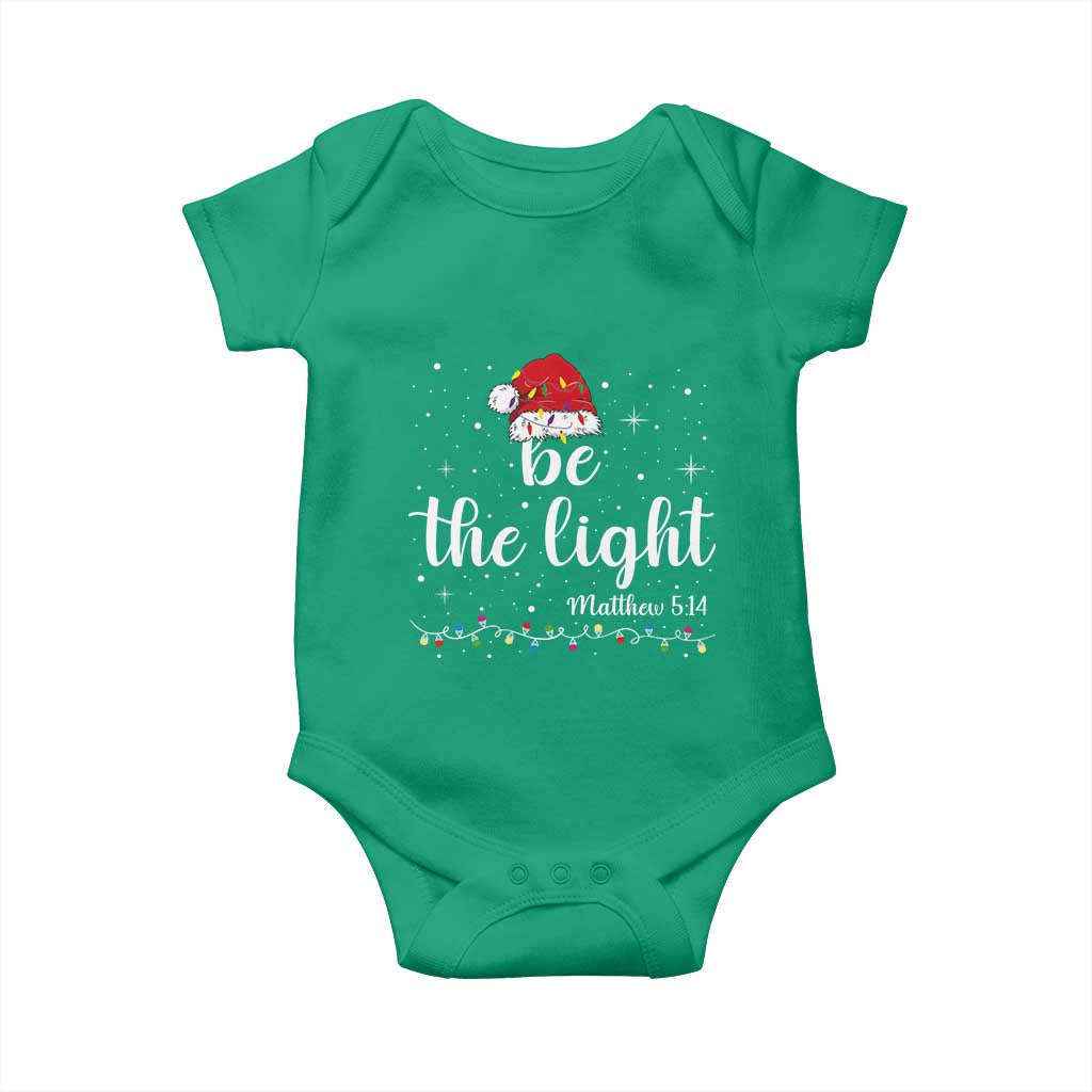 Be The Light Christmas Baby Onesie Christian Religious Bible Verse Santa Hat Pajama TS10 Irish Green Print Your Wear