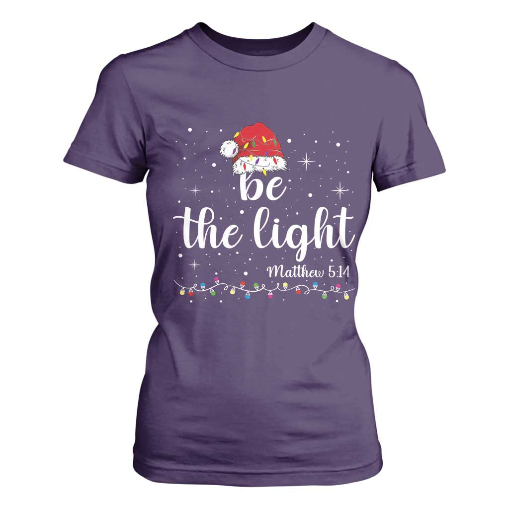 Be The Light Christmas T Shirt For Women Christian Religious Bible Verse Santa Hat Pajama TS10 Purple Print Your Wear