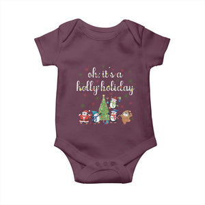 Penguins Christmas Baby Onesie Oh Its A Jolly Holiday Xmas Light TS10 Maroon Print Your Wear