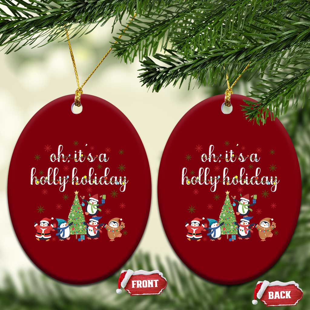 Penguins Christmas Ceramic Ornament Oh Its A Jolly Holiday Xmas Light TS10 Print Your Wear