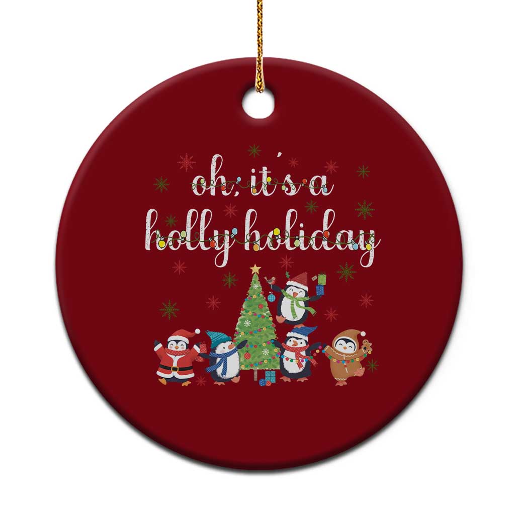 Penguins Christmas Ceramic Ornament Oh Its A Jolly Holiday Xmas Light TS10 1pc Red Print Your Wear