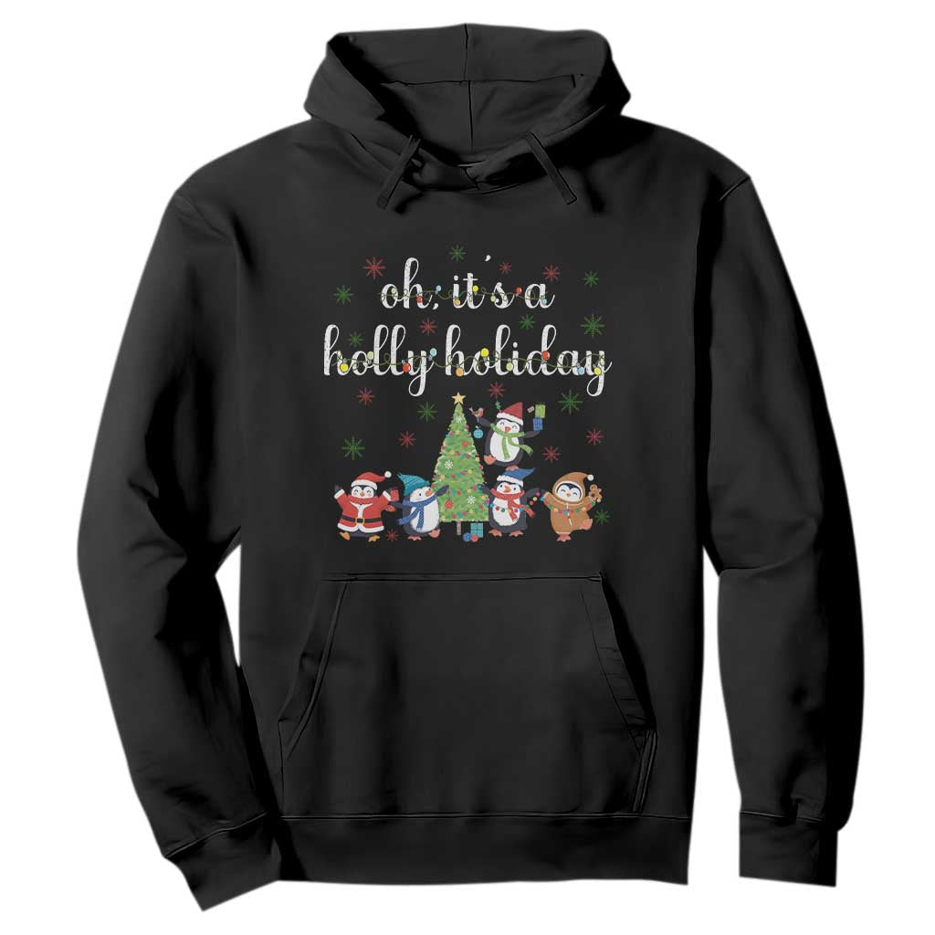 Penguins Christmas Hoodie Oh Its A Jolly Holiday Xmas Light TS10 Black Print Your Wear