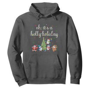 Penguins Christmas Hoodie Oh Its A Jolly Holiday Xmas Light TS10 Dark Heather Print Your Wear