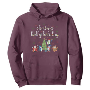 Penguins Christmas Hoodie Oh Its A Jolly Holiday Xmas Light TS10 Maroon Print Your Wear