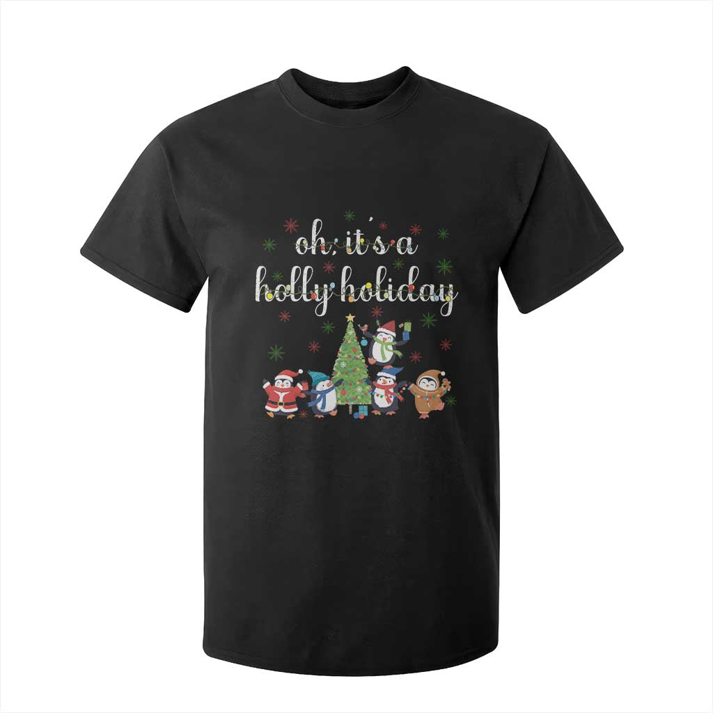 Penguins Christmas T Shirt For Kid Oh Its A Jolly Holiday Xmas Light TS10 Black Print Your Wear