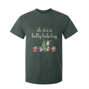 Penguins Christmas T Shirt For Kid Oh Its A Jolly Holiday Xmas Light TS10 Dark Forest Green Print Your Wear