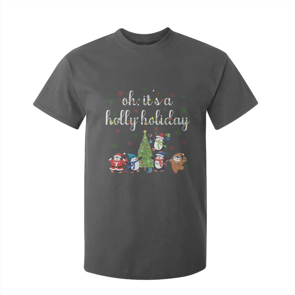 Penguins Christmas T Shirt For Kid Oh Its A Jolly Holiday Xmas Light TS10 Dark Heather Print Your Wear