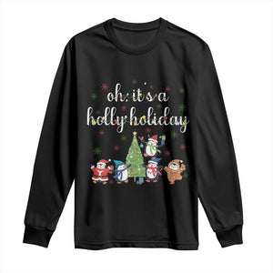 Penguins Christmas Long Sleeve Shirt Oh Its A Jolly Holiday Xmas Light TS10 Black Print Your Wear