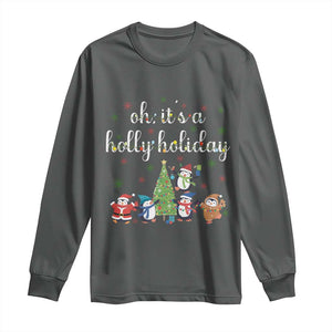 Penguins Christmas Long Sleeve Shirt Oh Its A Jolly Holiday Xmas Light TS10 Dark Heather Print Your Wear