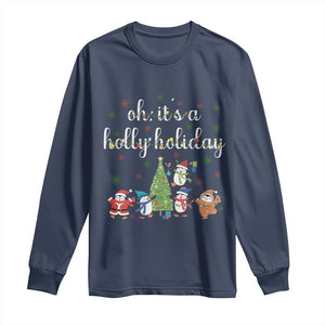 Penguins Christmas Long Sleeve Shirt Oh Its A Jolly Holiday Xmas Light TS10 Navy Print Your Wear