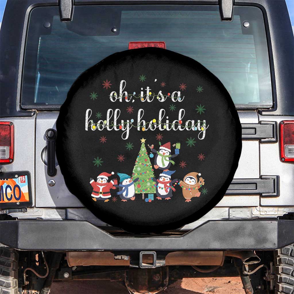 Penguins Christmas Spare Tire Cover Oh Its A Jolly Holiday Xmas Light TS10 No hole Black Print Your Wear