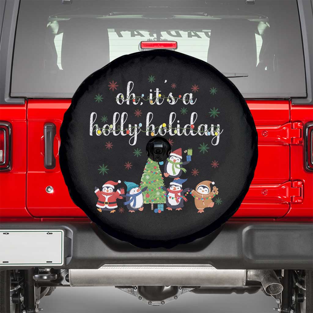Penguins Christmas Spare Tire Cover Oh Its A Jolly Holiday Xmas Light TS10 Black Print Your Wear