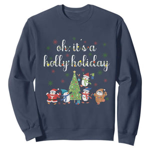 Penguins Christmas Sweatshirt Oh Its A Jolly Holiday Xmas Light TS10 Navy Print Your Wear