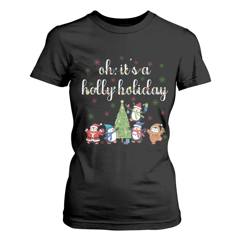 Penguins Christmas T Shirt For Women Oh Its A Jolly Holiday Xmas Light TS10 Black Print Your Wear