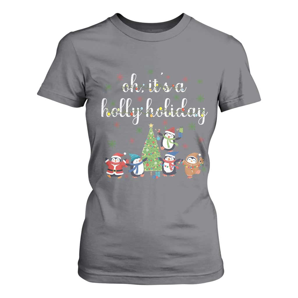 Penguins Christmas T Shirt For Women Oh Its A Jolly Holiday Xmas Light TS10 Charcoal Print Your Wear