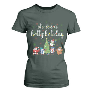 Penguins Christmas T Shirt For Women Oh Its A Jolly Holiday Xmas Light TS10 Dark Forest Green Print Your Wear