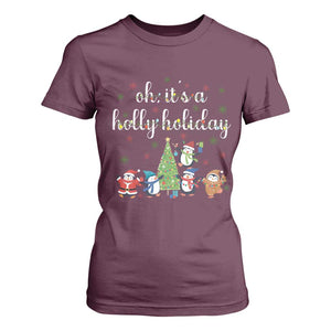Penguins Christmas T Shirt For Women Oh Its A Jolly Holiday Xmas Light TS10 Maroon Print Your Wear