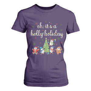 Penguins Christmas T Shirt For Women Oh Its A Jolly Holiday Xmas Light TS10 Purple Print Your Wear