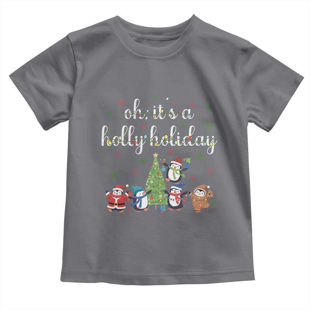 Penguins Christmas Toddler T Shirt Oh Its A Jolly Holiday Xmas Light TS10 Charcoal Print Your Wear