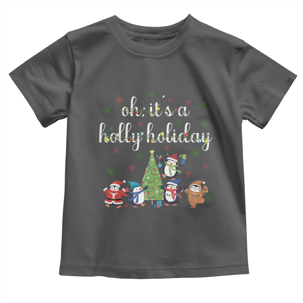 Penguins Christmas Toddler T Shirt Oh Its A Jolly Holiday Xmas Light TS10 Dark Heather Print Your Wear
